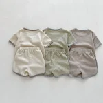 【66-100cm】セットアップ ベビー ノーカラーワッフル シンプル - 画像 (14)