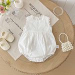 【66-90cm】ロンパース ホワイト 蝶結び付き ベビー服 - 画像 (9)