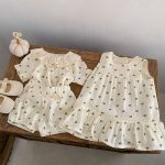 【73-110cm】半袖シャツセットorワンピース スイートなハート柄