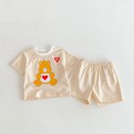 【80-130cm】セットアップ キッズ服 ハート くま柄 - 画像 (12)