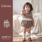 【66-90cm】ロンパース ブラウン チェック フリル - 画像 (5)