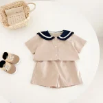 【80-130cm】セットアップ ベビー セーラー風  ナチュラル - 画像 (6)