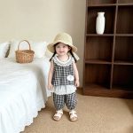 【73-120cm】トップスorパンツ チェック レース ノースリーブ - 画像 (3)