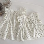 【73-100cm】2点セットORワンピース ハート柄 フリル袖 トップス＆ショートパンツ - 画像 (7)