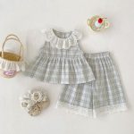【73-120cm】セットアップ ノースリーブ チェック - 画像 (3)