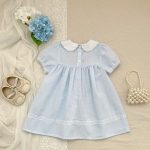 【66-130cm】ロンパースorワンピース ブルーフラワー刺繡 姉妹服 - 画像 (9)