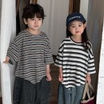 【80-140cm】Tシャツ ボーダー ドロップショルダー - 画像 (4)