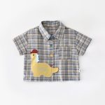 【73-120cm】Tシャツ 恐竜 チェック 男の子 トップス - 画像 (2)