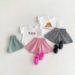 【80-130cm】Tシャツ or ショートパンツ ベビー 女の子 フリル袖 チェック - 画像 (3)
