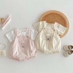 【66-90cm】サロペットロンパース 刺しゅう入り 動物柄 - 画像 (2)
