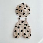 【66-100cm】サロペット ベビー ポルカドット サロペット&帽子 - 画像 (4)