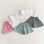 【80-130cm】Tシャツ or ショートパンツ ベビー 女の子 フリル袖 チェック - 画像 (4)