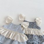 【66-90cm】ロンパース チェック フリル 可愛い ベビー服 - 画像 (9)