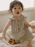 【66-90cm】ロンパース ベビー おしゃれ ストライプ - 画像 (7)
