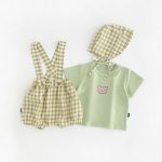 【66-90cm】セットアップ チェックサロペット＆シャツ＆帽子 - 画像 (4)