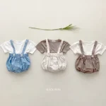 【66-100cm】シャツ or ロンパース 韓国風 ノーカラー - 画像 (2)