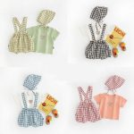 【66-90cm】セットアップ チェックサロペット＆シャツ＆帽子 - 画像 (2)