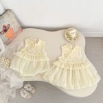 【66-120cm】ロンパースorワンピース プリンセス ふわふわ 姉妹服