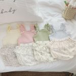 【73-100cm】セット リボン キャミソール＆花柄ふんわりスカートパンツ - 画像 (3)