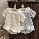 【73-100cm】セット レース フリル 透かし編み 半袖 - 画像 (4)