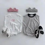 【66-90cm】ロンパース ベビー ノースリーブ 英字 - 画像 (6)