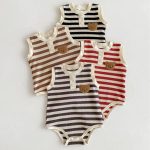【66-90cm】ロンパース ワッフル ボーダー クマ - 画像 (10)