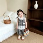 【73-120cm】トップスorパンツ チェック レース ノースリーブ - 画像 (7)