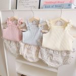 【73-100cm】セット リボン キャミソール＆花柄ふんわりスカートパンツ - 画像 (5)