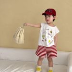 【80-150cm】セットアップ ノースリーブ トップス＆ボーダー パンツ - 画像 (7)