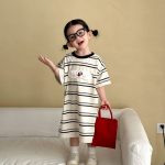 【80-150cm】セットアップorワンピース ペット柄 ボーダー - 画像 (5)