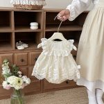 【66-90cm】ロンパース ビッグ蝶結び レース - 画像 (4)