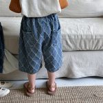 【80-140cm】パンツ 菱形 キルティング デニム ハーフパンツ - 画像 (13)