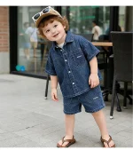 【80-120cm】セットアップ ベビー 男の子 英字プリント デニム - 画像 (10)