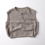 【80-130cm】トップス ガーゼ素材 ノースリーブ - 画像 (5)