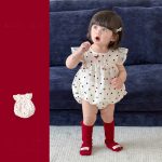 【66-90cm】ロンパース レッド ドット フリル - 画像 (4)