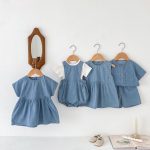 【66-100cm】サロペットorワンピースorセットアップ デニム 無地 - 画像 (3)