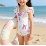 【90-140cm】水着 女の子 おしゃれ リボン柄 - 画像 (7)