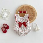 【66-90cm】ロンパース レッド 蝶結び 可愛い - 画像 (2)