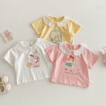 【73-120cm】半袖Ｔシャツ ベビー フリル襟 カートゥーン - 画像 (3)
