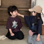 【80-140cm】半袖Tシャツ ねこ柄プリント ビッグシルエット - 画像 (10)