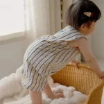 【66-90cm】ロンパース ベビー おしゃれ ストライプ - 画像 (3)