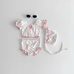 【73-100cm】水着 ベビー ボンネット付き ドット or チェック - 画像 (6)