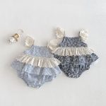 【66-90cm】ロンパース チェック フリル 可愛い ベビー服