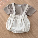 【66-100cm】シャツ or ロンパース 韓国風 ノーカラー - 画像 (5)