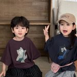 【80-140cm】半袖Tシャツ ねこ柄プリント ビッグシルエット - 画像 (11)