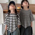 【80-140cm】Tシャツ ボーダー ドロップショルダー - 画像 (6)