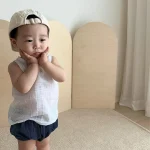 【66-90cm】 ベスト or セットアップ ベビー 韓国風 シンプル - 画像 (4)