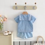 【80-130cm】デニムセットアップ セーラー風 カジュアル - 画像 (5)
