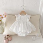 【66-90cm】ロンパース レース ホワイト フリル - 画像 (5)