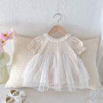 【66-90cm】ロンパース ベビー ワンピース風 無地 ファッション - 画像 (6)